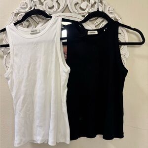 Sandro White and Black Tank Tops
